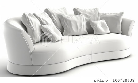 Big modern white velour sofa , isolated on a white background Big modern white velour sofa , isolated on a white background 106728938