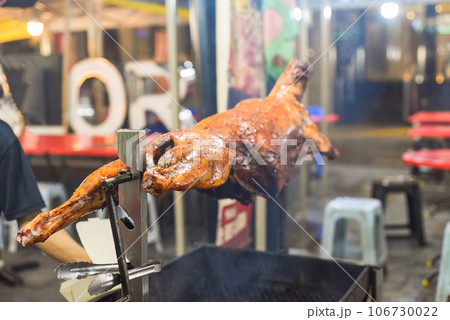 Grilled lamb bbq on grill in Jalan Alor street food in Kuala Lumpur 106730022