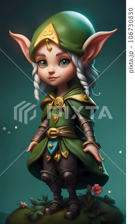 3d female elf cartoon character illustration  106730830
