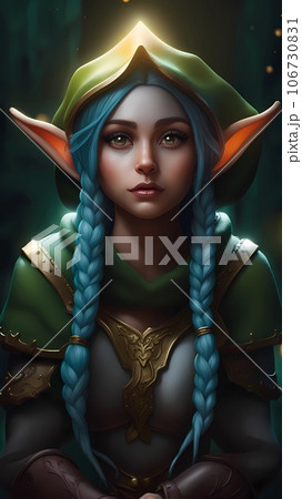 3d female elf cartoon character illustration  106730831