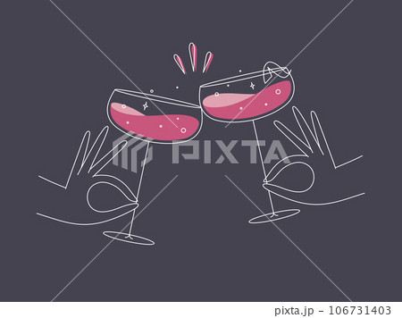 Hand holding daiquiri clink glasses dark blue Hand holding daiquiri clink glasses dark blue 106731403