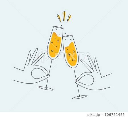 Hand holding champagne clink glasses light 106731423