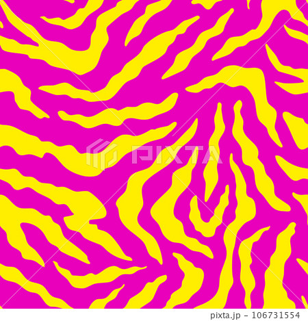 Pop Culture Nineties Seamless Pattern Background Acid Psychedelic Style . Vector illustration of Animal Wallpaper Zebra Stripes 106731554