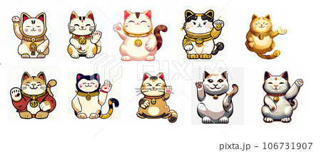 招き猫 イラストA-10種 招き猫 イラストA-10種 106731907