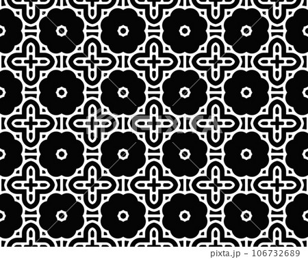 Tribe motif seamless Black and white line geometrical ethnic wallpaper Ancient mosaic Ethnical folk image Tribal ornament. Embroidery background 106732689