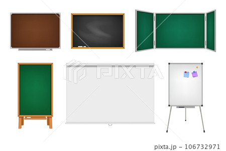 School boards. Business whiteboards for presentations decent vector realistic template 106732971