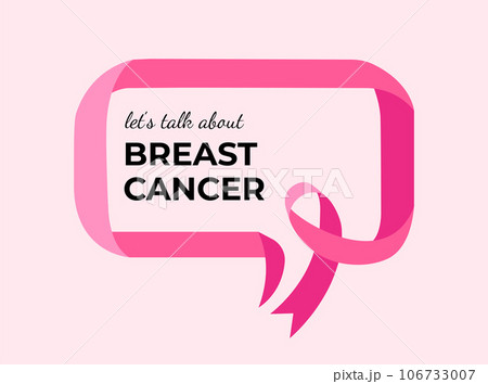 Breast Cancer Awareness Month with pink ribbon, speech bubble symbol. October is Breast Cancer 106733007