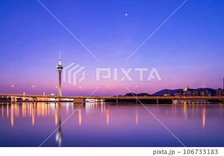 Sunset view of the Governador Nobre de Carvalho Bridge Sunset view of the Governador Nobre de Carvalho Bridge 106733183