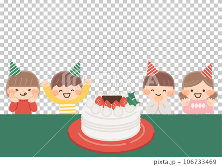 Illustration material of children enjoying Christmas cake Illustration material of children enjoying Christmas cake 106733469