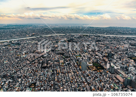 Aerial view of Koto City, Tokyo, Japan Aerial view of Koto City, Tokyo, Japan 106735074