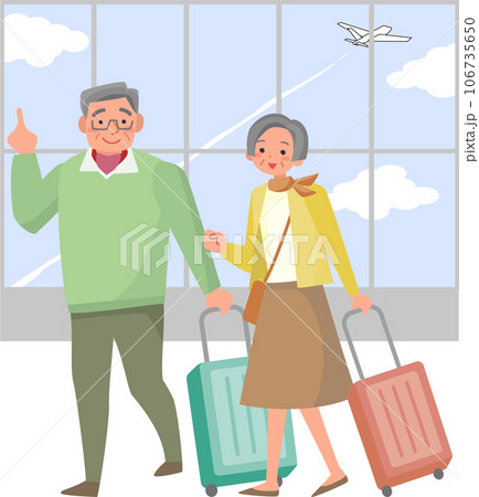 空港から旅行に出かけるシニア夫婦 106735650