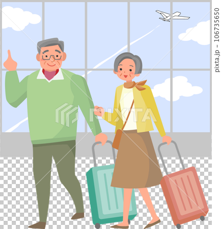 Senior couple going on a trip from the airport 106735650
