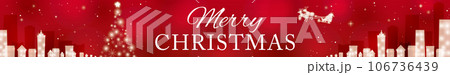 クリスマスツリーと街並みの赤い背景 クリスマスツリーと街並みの赤い背景 106736439