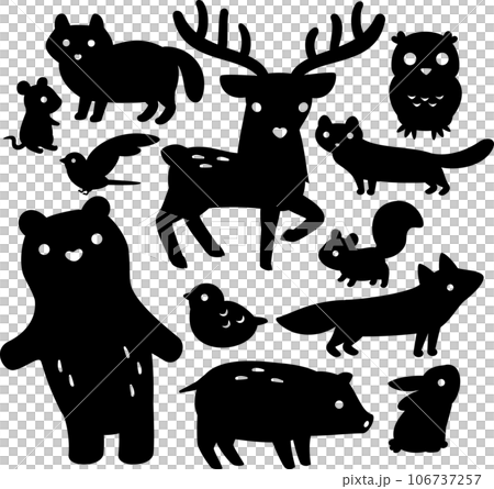 Monochrome illustration set of forest animals 106737257