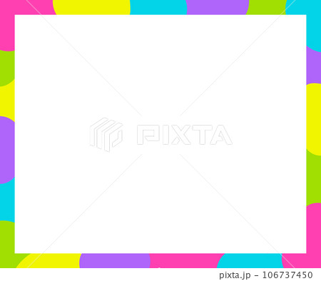 ビビッドなネオンカラーの幾何学模様のフレーム - 手描きのポップな300×250px比率のバナー 106737450