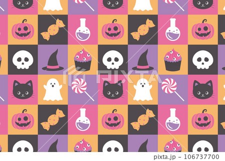 ハロウィンのアイコンのシームレスパターン 106737700