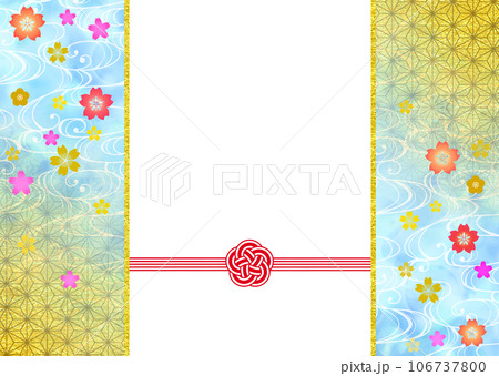 花と和柄と水引の背景 梅結び 花と和柄と水引の背景 梅結び 106737800