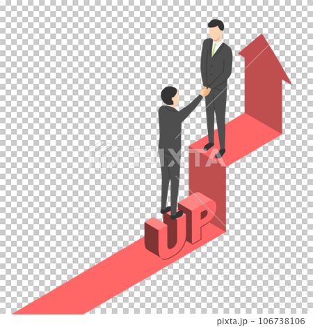 助け合って成長する会社員の男性・アイソメトリック 106738106