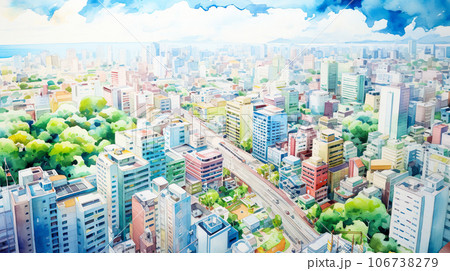 海沿いの都市の水彩イラスト「AI生成画像」 海沿いの都市の水彩イラスト「AI生成画像」 106738279