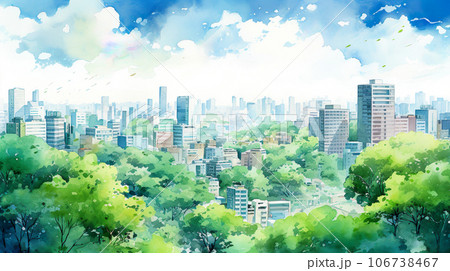 みどり色が綺麗な風景画 水彩 #水彩画 #透明水彩 #透明水彩画 #桜 #桜満開