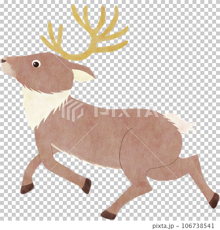 奔跑的馴鹿（側身）簡單又可愛的插畫素材 106738541