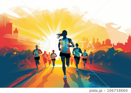 Colorful Running marathon poster, people run, colorful poster. illustration Colorful Running marathon poster, people run, colorful poster. illustration 106738660