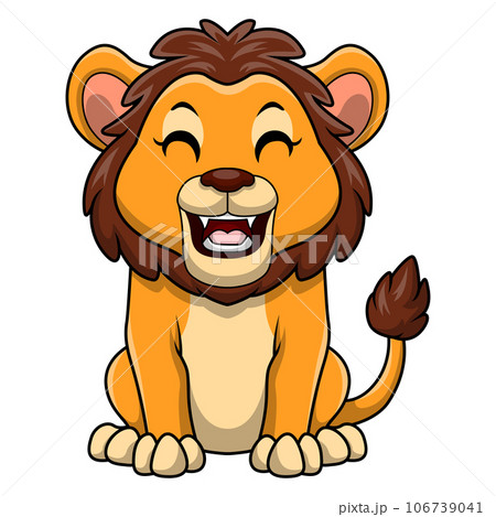 Cute lion cartoon on white background 106739041