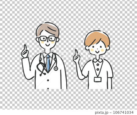 Illustration of a medical worker pointing Illustration of a medical worker pointing 106741034