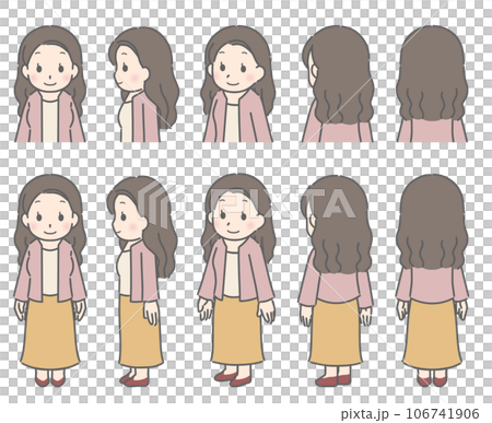 Young woman (plain clothes) facing various directions 106741906