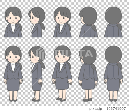 Young woman (suit) facing various directions 106741907