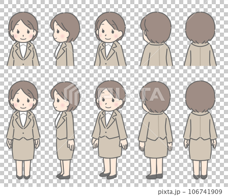 色々な方向を向いた若い女性(スーツ) 色々な方向を向いた若い女性(スーツ) 106741909