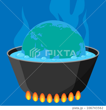 沸騰したお湯の中に入っている地球のイラスト 沸騰したお湯の中に入っている地球のイラスト 106743562