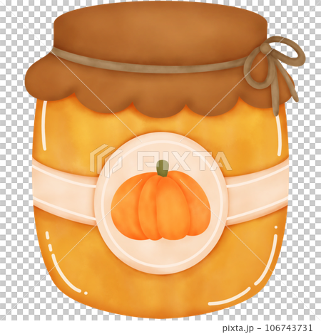 Watercolor Autumn Pumpkin Dessert. Pumpkin Jam. 106743731