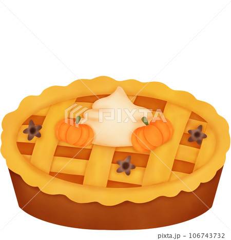 Watercolor Autumn Pumpkin Dessert. Pumpkin Pie. 106743732