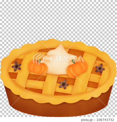 Watercolor Autumn Pumpkin Dessert. Pumpkin Pie. 106743732