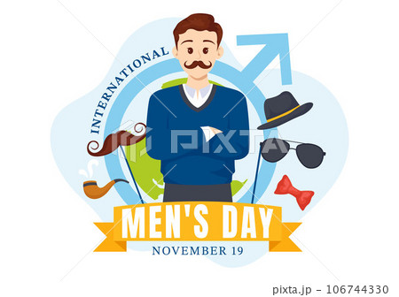 International Men's Day Vector Illustration on November 19 with Men Equipment for Positive Value Their Families in Flat Cartoon Background Design 106744330