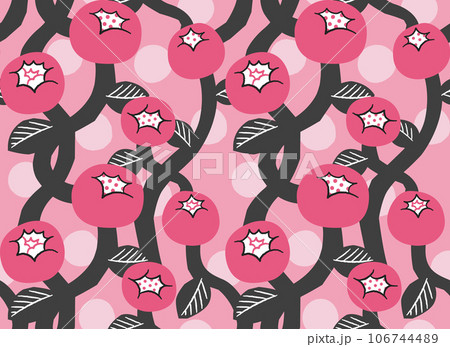 レトロなバラ柄　シームレスパターン（ピンク） 106744489