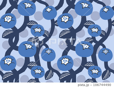 レトロなバラ柄 シームレスパターン(青) レトロなバラ柄 シームレスパターン(青) 106744490