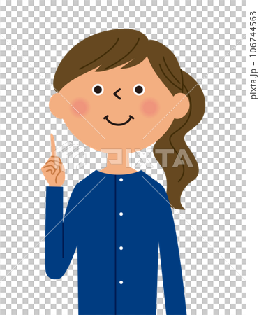 指を立てる若い女性　指差し 106744563