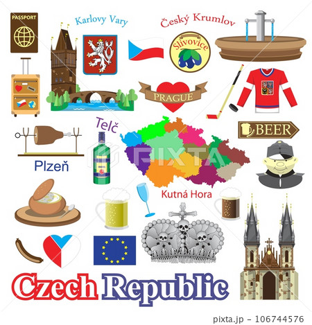 Czech republic icons and symbols isolated vector set Czech republic icons and symbols isolated vector set 106744576