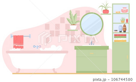 Bathroom with furniture flat design interior vector illustration 106744580