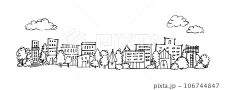 シンプルな街並みのスケッチ 手描きイラスト シンプルな街並みのスケッチ 手描きイラスト 106744847