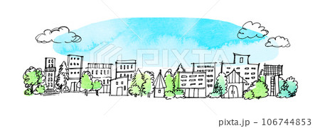 シンプルな街並みのスケッチ　手描きイラスト 106744853