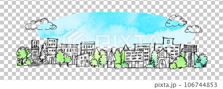 シンプルな街並みのスケッチ　手描きイラスト 106744853