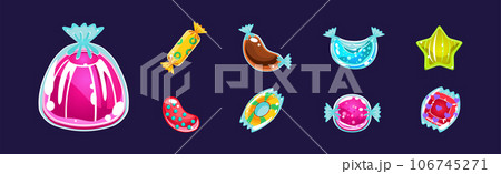 Colorful Glossy Sweets and Candy of Various Shape Vector Set Colorful Glossy Sweets and Candy of Various Shape Vector Set 106745271