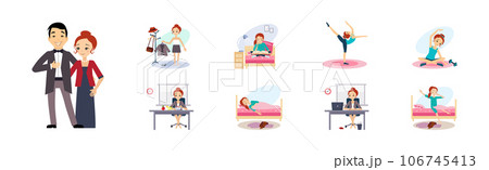 Woman Day Routine and Different Activity Vector Set 106745413