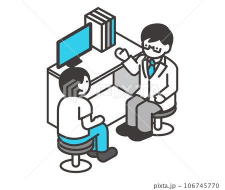 診察を受ける患者のアイソメアイコンのベクターイラスト素材 診察を受ける患者のアイソメアイコンのベクターイラスト素材 106745770