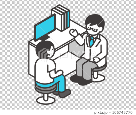 診察を受ける患者のアイソメアイコンのベクターイラスト素材 診察を受ける患者のアイソメアイコンのベクターイラスト素材 106745770