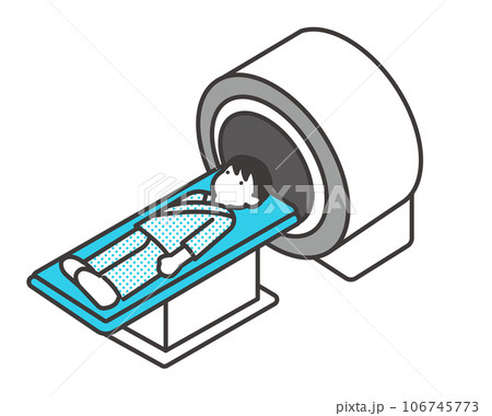 MRIを受ける入院患者のアイソメアイコンのベクターイラスト素材 106745773