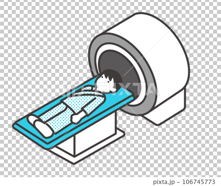 MRIを受ける入院患者のアイソメアイコンのベクターイラスト素材 106745773